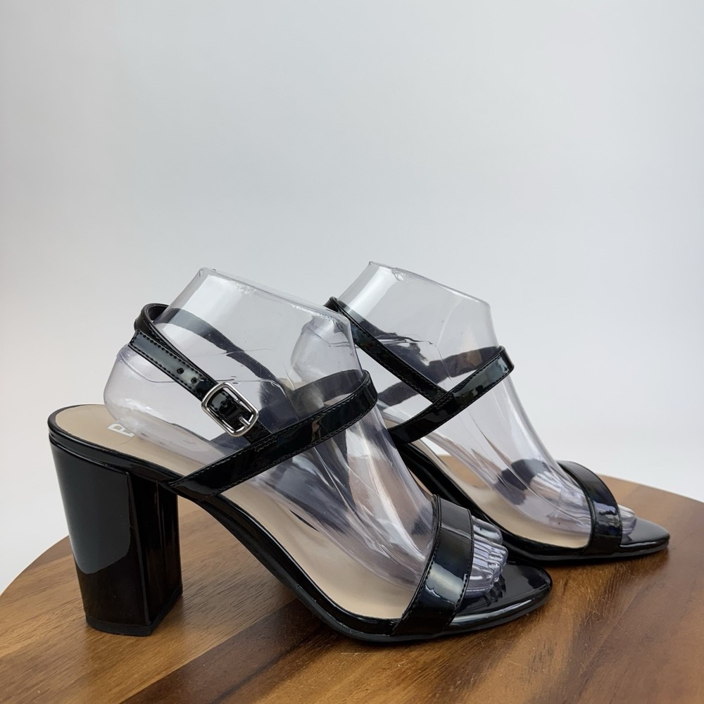 Womens BP Lula Black Patent Holographic Slingback Strappy Sandal Heels Size 11 M
